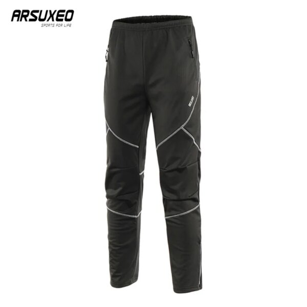 ARSUXEO pantalones de ciclismo de lana de invierno para hombre pantalones MTB a prueba de viento pantalones reflectantes transpirables pantalones deportivos térmicos impermeables