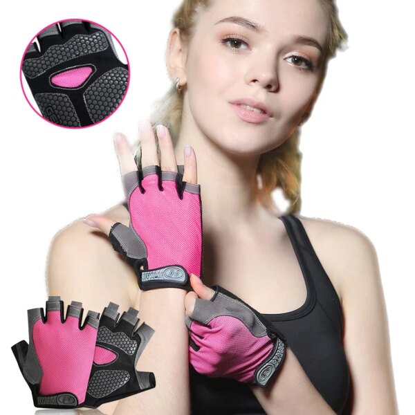 AUBTEC-guantes de medio dedo transpirables, antideportes de choque, finos, sin dedos, medio corte, para bicicleta