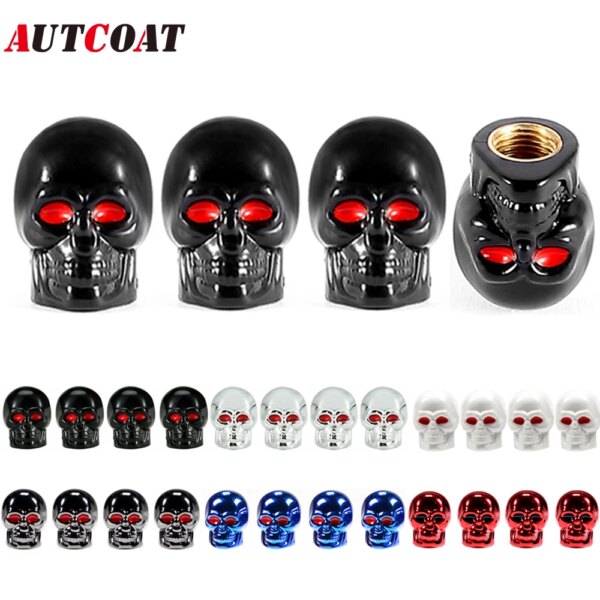 AUTCOAT 4 unids/set Universal coche estilo calavera antioxidante núcleo de cobre motocicleta bicicleta coche rueda neumáticos válvula tapas de vástago