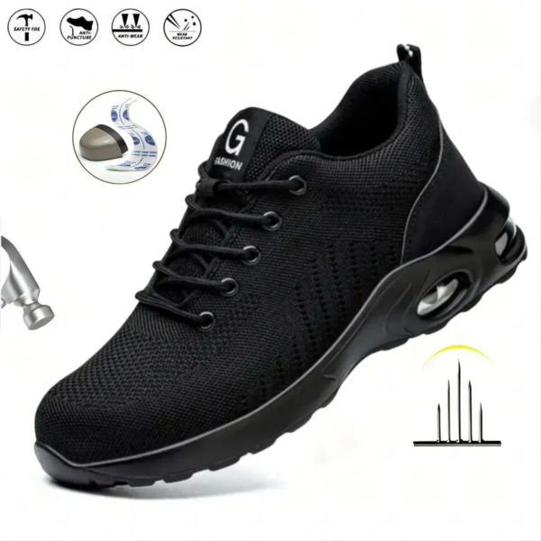 Zapatos de seguridad para el trabajo con cojín de aire para hombres y mujeres, zapatillas de trabajo transpirables, zapatos con punta de acero, calzado protector de seguridad antiperforación