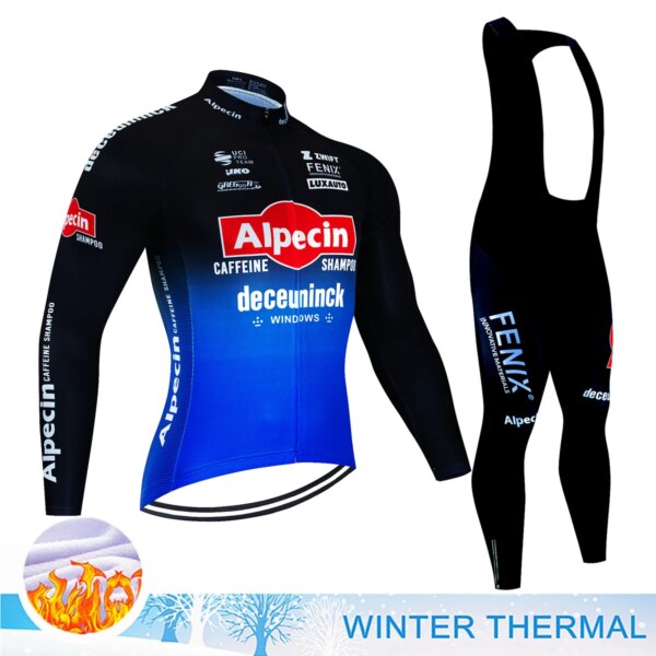 Alpecin-ropa de ciclismo para hombre, pantalones de bicicleta de montaña, Jersey térmico de lana con pechera, blusa, jerséis, disfraz para hombre, ropa para bicicleta