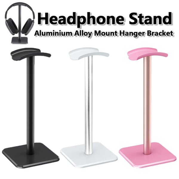 Soporte para auriculares de aleación de aluminio, organizador de escritorio para ahorrar espacio, colgador de montaje para auriculares, soporte para auriculares