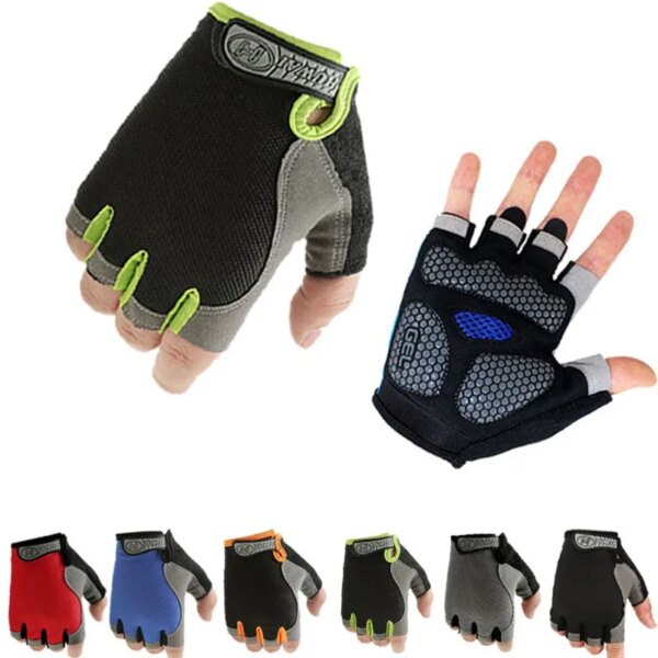 Guantes de medio dedo antideslizantes y transpirables para hombre y mujer, guantes de medio dedo, transpirables, para ciclismo, para bicicleta