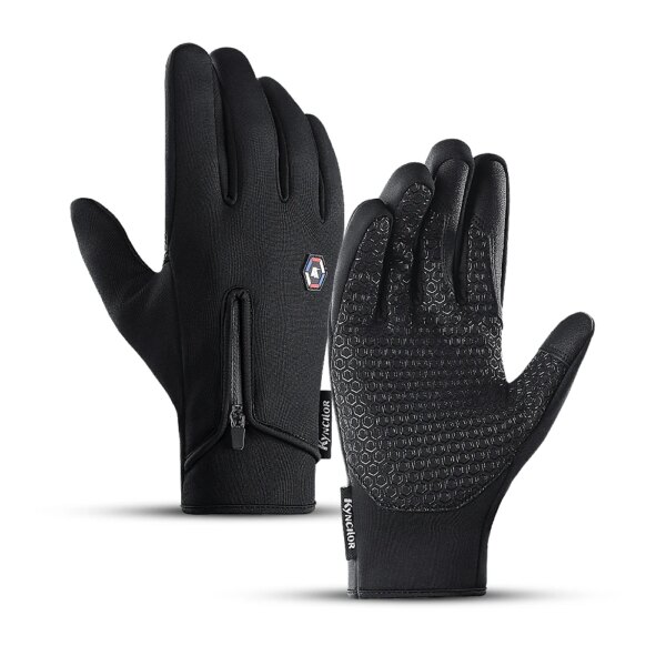 Guantes de moto para hombre, resistentes al viento, antideslizantes, con pantalla táctil, cálidos para el trabajo, ciclismo, esquí y montañismo, otoño e invierno, color negro