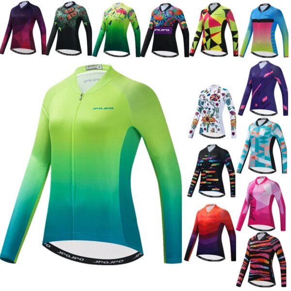 Otoño mujer Ciclismo Jersey manga larga Mailloy Ciclismo manga completa bicicleta camiseta secado rápido bicicleta Jersey Tops Ciclismo ropa