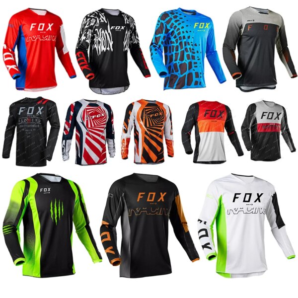 BAT FOX Jersey para descensos, camiseta de manga larga para Motocross, camiseta para motocicleta todoterreno DH, camiseta de ciclismo de secado rápido, ropa Enduro MTB