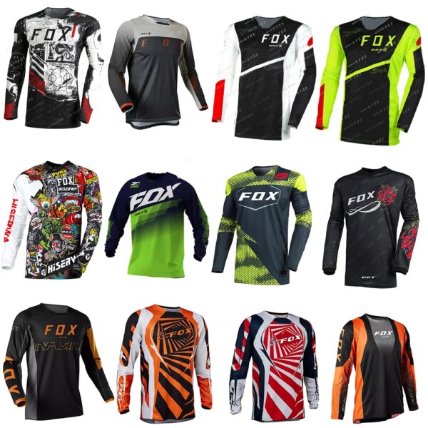 BAT FOX Camiseta de Motocross manga larga Jersey para descensos Enduro bicicleta de montaña Camiseta MTB Jersey Maillot Ciclismo Hombre