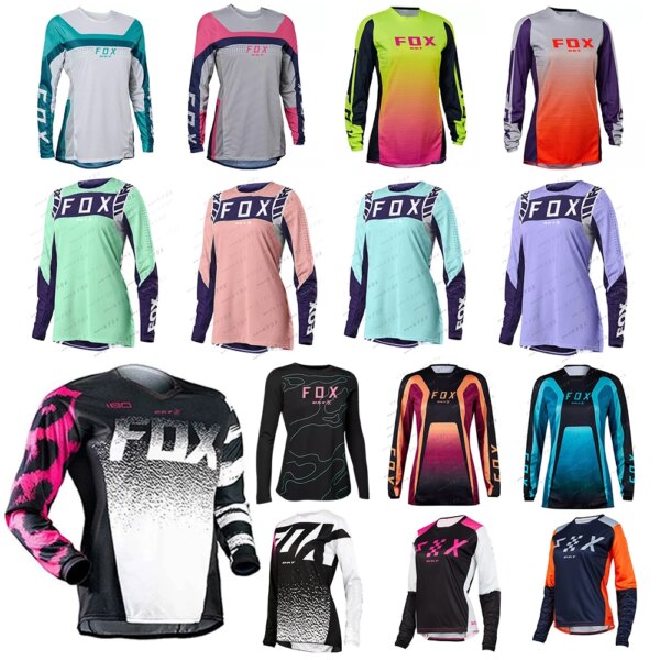 BAT FOX Camiseta para bicicleta de montaña Enduro MTB Jersey para descensos Camiseta de secado rápido Camiseta de Motocross todoterreno Ropa de Motocross Mujer