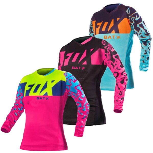 BAT FOX-Camiseta de Motocross para Mujer, camiseta de descenso para bicicleta de montaña, camiseta de secado rápido todoterreno, Maillot Ciclismo para Mujer