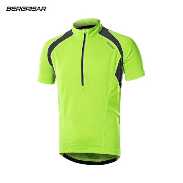 BERGRISAR-Camiseta de ciclismo con media cremallera para hombre, camisetas de manga corta para bicicleta, camisetas transpirables que absorben la humedad BG060