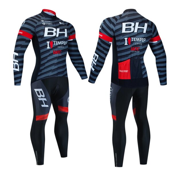 BH-equipo de ciclismo para hombre, traje de manga larga, conjunto de Jersey de uniforme, pechera de verano, ropa Tricuta de otoño, traje, pantalones con relleno