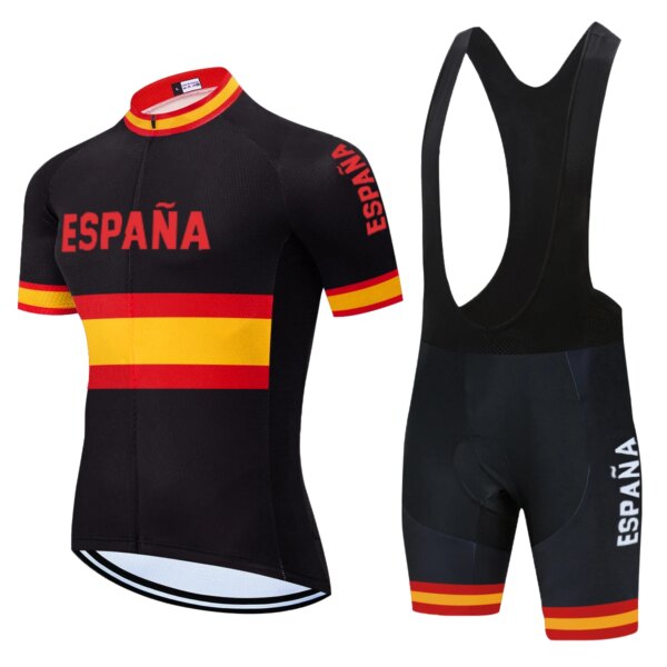 Negro 2022 España Ropa Ciclismo Hombre ESPANA Jersey Ciclismo Hombre Ropa de bicicleta Ropa conjunto bicicleta Maillot Ciclismo Hombre