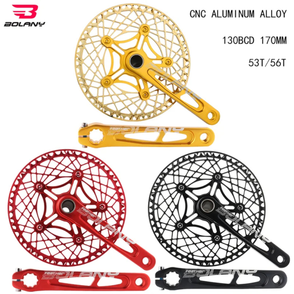 BOLANY-platos y bielas plegables para bicicleta, 170mm, 130BCD, 5 pernos, soporte inferior de aleación de aluminio, rodamiento de cerámica, piezas anodizadas CNC para bicicleta