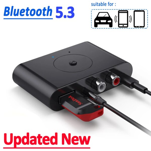 BT5.3 transmisor receptor Bluetooth TX RX U disco RCA 3,5mm AUX Jack estéreo música adaptador de Audio inalámbrico para Kit de coche altavoz TV