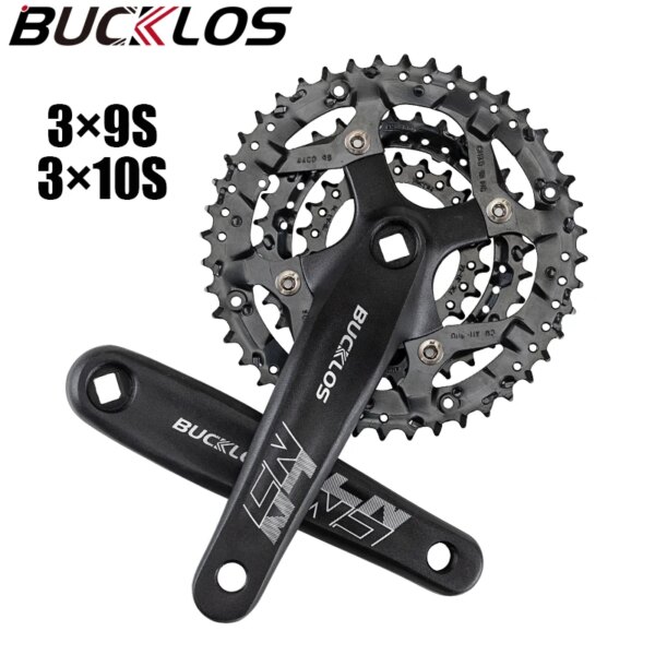 BUCKLOS-platos y bielas para bicicleta de montaña, con orificio cuadrado, 104/64BCD, 3x9S, 3x10S, juego de manivela para bicicleta de montaña, corona de Triple velocidad