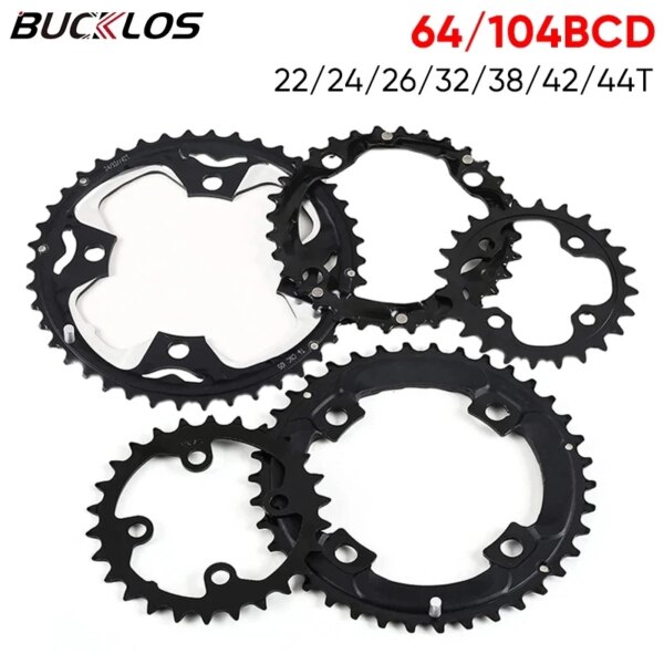 BUCKLOS-plato de bicicleta 104BCD 64BCD, rueda dentada de bicicleta de montaña de 9/10 velocidades, plato de bicicleta BMX compatible con bielas Sram SLX XT, pieza de bicicleta