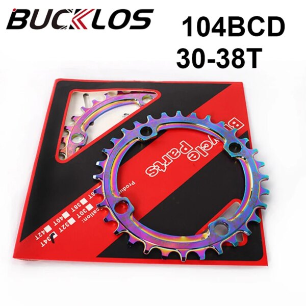 BUCKLOS 104BCD plato angosto y ancho anillo de cadena de bicicleta 30T 32T 34T 36T 38T rueda dentada de bicicleta de montaña pieza de bielas ovaladas redondas