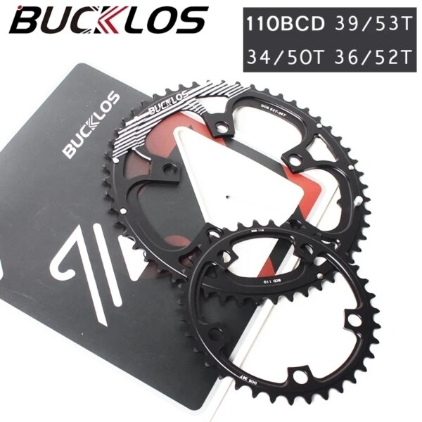 BUCKLOS-plato de bicicleta de carretera 110 BCD, corona de doble velocidad, plato ultraligero de 5 agujeros, 50/34T 52/36T 53/39T