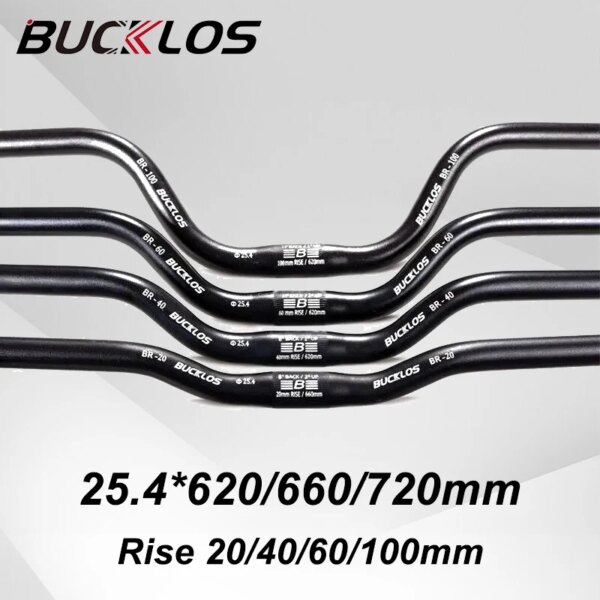 Manillar BUCKLOS de 25,4mm, 620mm, 660mm, 720mm, manillar de bicicleta de montaña de 20mm, 40mm, 60mm y 100mm, barra elevadora para piezas de bicicleta de aluminio