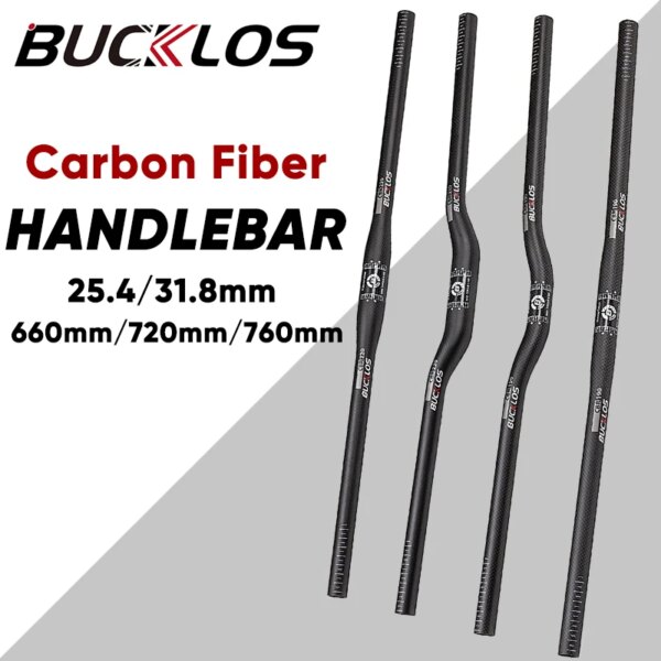 BUCKLOS 31,8mm MTB manillar totalmente de carbono 25,4mm bicicleta ultraligera barra elevadora 660mm 720mm 760mm Manillar de bicicleta de montaña piezas MTB