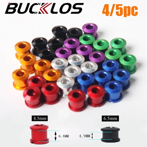 BUCKLOS-pernos de plato de bicicleta, 5 piezas, tornillos de placa de carretera MTB, pernos de bielas simples/dobles, tornillo de rueda dentada de 6,5/8,5mm, pieza de manivela de 4 piezas