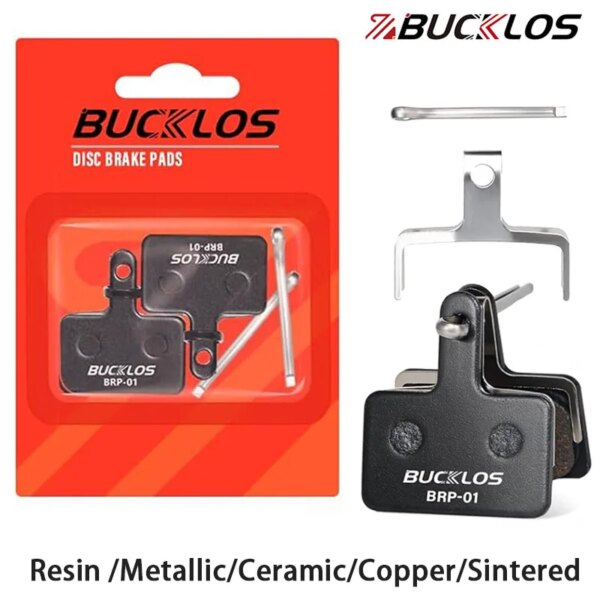 BUCKLOS-pastillas de freno de disco hidráulico para bicicleta, pastillas de freno semimetálicas de resina para MTB, ajuste de resorte Shimano B01S M575 M475, piezas de bicicleta