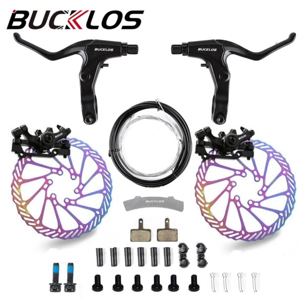 BUCKLOS-Juego de frenos de disco mecánicos para bicicleta de montaña, freno de disco de tracción lineal, pinzas de freno MTB, Rotor G3 de 160mm, piezas de ciclismo