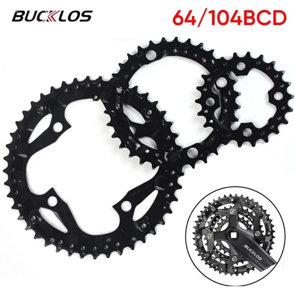 BUCKLOS Plato de bicicleta MTB, plato de bicicleta de montaña, plato Triple de 3*10 velocidades 22T 32T 44T 104/64BCD, plato de bicicleta para pieza de bicicleta