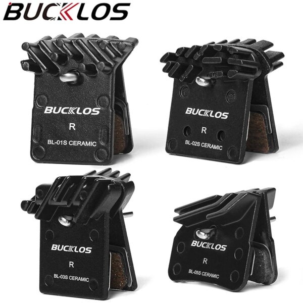 Pastillas de freno de cerámica BUCKLOS con aleta y resorte, pastillas de freno hidráulicas aptas para Shimano L05A J04C NUTT H03A N04C, pastilla de freno de disco de bicicleta