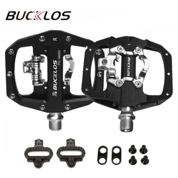 BUCKLOS-pedales duales compatibles con pedales de bicicleta de montaña autoblocantes SPD, 3 rodamientos sellados, PD-M680, Pedal plano para piezas de ciclismo Shimano