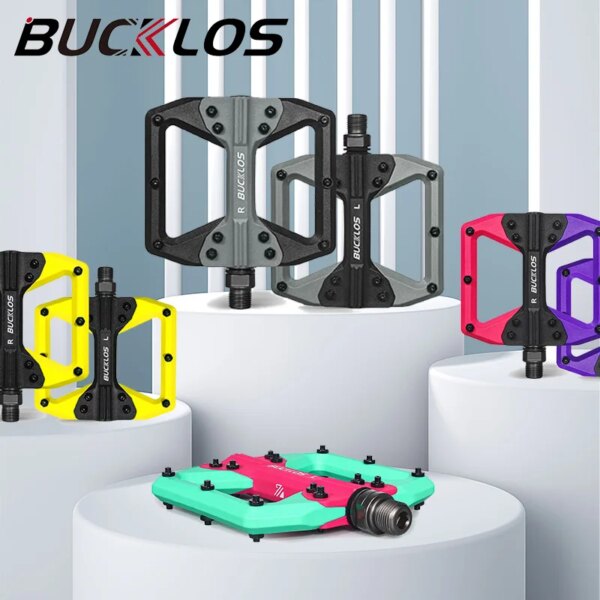 BUCKLOS-pedales antideslizantes multicolores para bicicleta de montaña, plataforma de nailon extraíble, Pedal plano, BMX, piezas de ciclismo