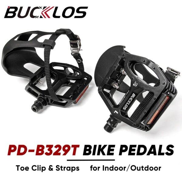 BUCKLOS PD-B329T pedales de bicicleta giratoria para interiores Pedal de bicicleta de montaña de 9/16 pulgadas con clip para el dedo del pie pedales de bicicleta de ejercicio interior pieza de bicicleta