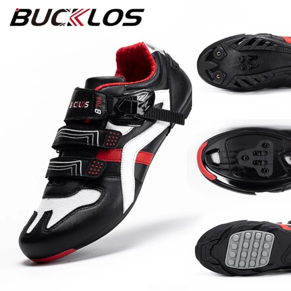 BUCKLOS Zapatos de ciclismo de carretera SPD-SL zapatos de bicicleta de montaña SPD zapatillas de bicicleta con bloqueo automático hombre mujer equipo MTB