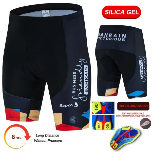 Bahrein 2024 pantalones cortos con pechera de ciclismo Pro Team Mtb pantalones para bicicleta medias para hombres verano transpirable de secado rápido 19D Gel acolchado pantalones cortos para bicicleta