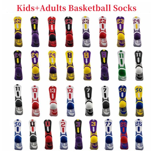 Calcetines de baloncesto para niños y adultos, calcetines de algodón transpirables de tubo medio para niños y hombres, toalla para correr, deportes de ciclismo, calcetines de baloncesto de estrella