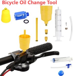 Kit de purga de aceite de freno de bicicleta, embudo de bicicleta de montaña y carretera, herramientas de reparación de bicicletas de freno de disco hidráulico Shimano