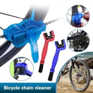 Juego de limpiador de cadena de bicicleta, mango de arandela de cadena, cepillo dentado, herramienta de reparación de limpieza de huecos de cadena de bicicleta de montaña/carretera