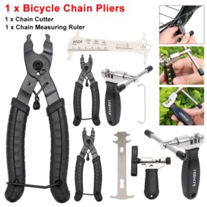 Kit de reparación de cadenas de bicicleta, separador de cadena, alicate para cadenas, Extractor de cadenas de bicicleta antideslizante, Regla de medición, herramienta de reparación de ciclo