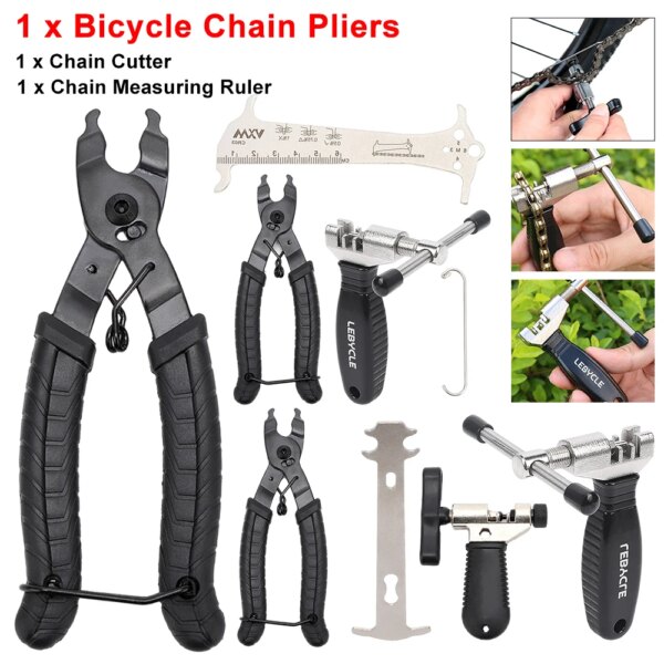 Kit de reparación de cadenas de bicicleta, separador de cadena, alicate para cadenas, Extractor de cadenas de bicicleta antideslizante, Regla de medición, herramienta de reparación de ciclo