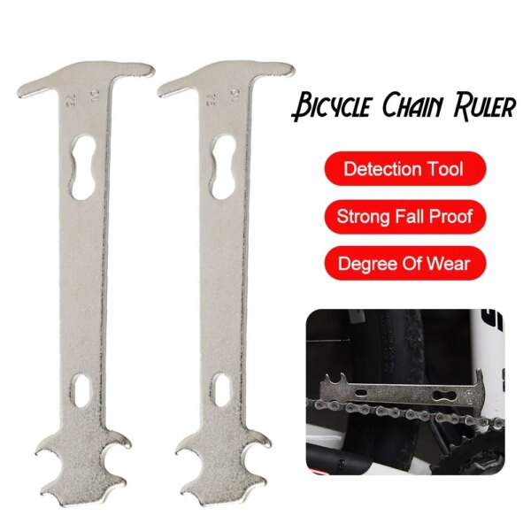 Indicador de desgaste de cadena de bicicleta, comprobador de cadenas de bicicleta de montaña y carretera, Regla de medición, herramienta de reparación de repuesto para ciclismo