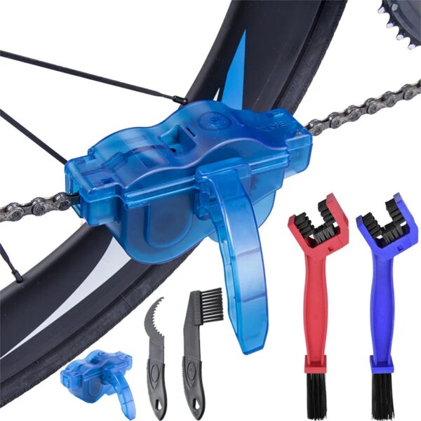 Herramientas de limpieza de bicicleta, limpiador de cadena de bicicleta, cepillos de fregado, juego de herramientas para lavado de bicicleta de montaña y carretera, Kit de limpieza de ciclismo, herramientas de Reparación de bicicletas