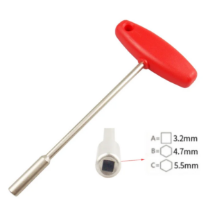 Llave para radios ocultos para bicicleta, herramienta para radios integrada con manga en forma de T de 3,2/4,7/5,5mm, reparación de bicicletas de montaña de acero duradero