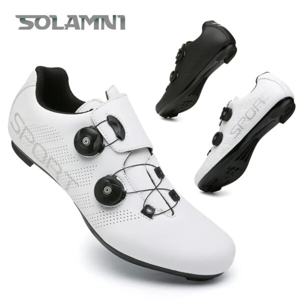 Zapatillas de ciclismo para hombre y mujer, calzado plano con tacos planos, calzado de carreras para bicicleta de montaña y carretera, moda deportiva profesional