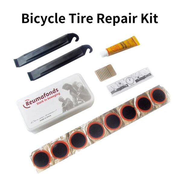 Kit de reparación de neumáticos planos para bicicleta, herramienta de parche de goma, Kit de reparación de neumáticos Fetal portátil, parche de tubo interno, juego de pegamento para relleno de neumáticos, accesorios