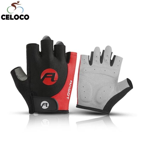 Guantes de bicicleta para hombre y mujer, guantes de ciclismo de medio dedo, transpirables, antideslizantes, a prueba de golpes, guantes deportivos para bicicleta y moto