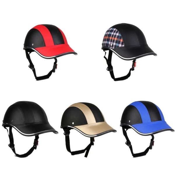 Cascos de bicicleta Gorra de béisbol Motocross Bicicleta eléctrica Casco de seguridad en ciclismo de cuero ABS con correa ajustable para hombres adultos y mujeres