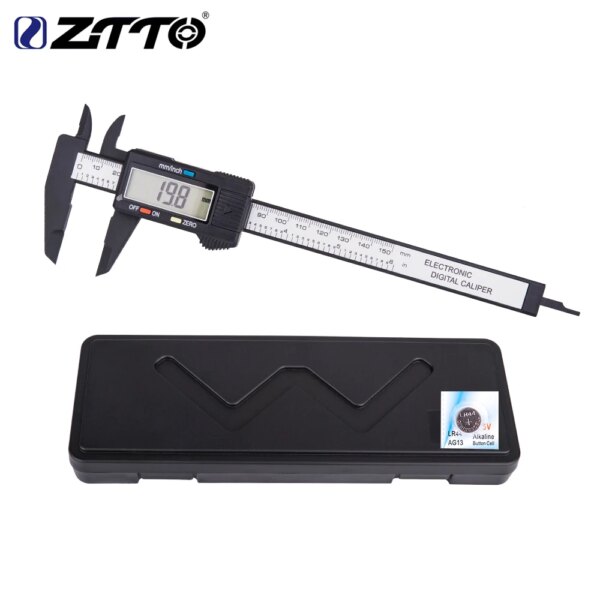 Calibrador Vernier electrónico preciso de nailon para bicicleta, regla de herramienta de medición de piezas de bicicleta de montaña y carretera, LCD de 0,01 milímetros de pulgada