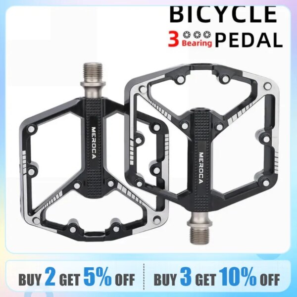 Pedal de bicicleta con 3 rodamientos, rodamiento sellado, antideslizante, aleación de aluminio, pedales ensanchados para bicicleta de montaña, accesorios para bicicleta