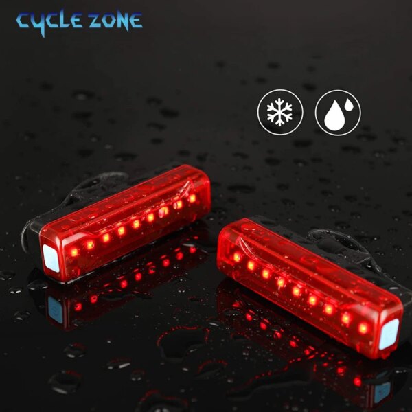 Luz trasera de bicicleta, 5 modos de luz, luz trasera LED roja recargable por USB para casco de ciclismo, lámpara LED trasera de montaña de advertencia de seguridad