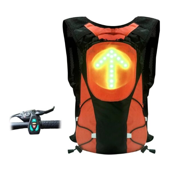 Mochila de advertencia con luz LED con Control remoto para bicicleta, bolsa deportiva impermeable para exteriores, luz de intermitente LED brillante, envío directo